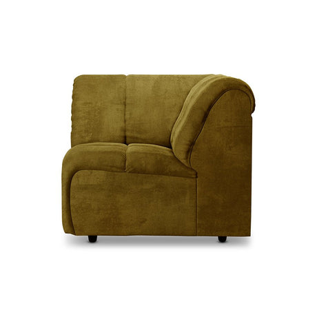 Wave couch: element corner royal velvet, olive - Urban nest