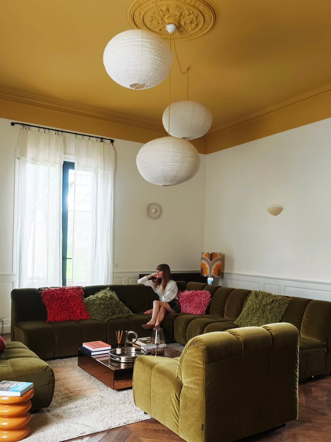Wave couch: element middle royal velvet, olive - Urban nest