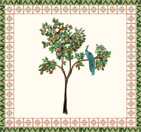 Wondering peacock in orange tree wallpaper - Urban nest