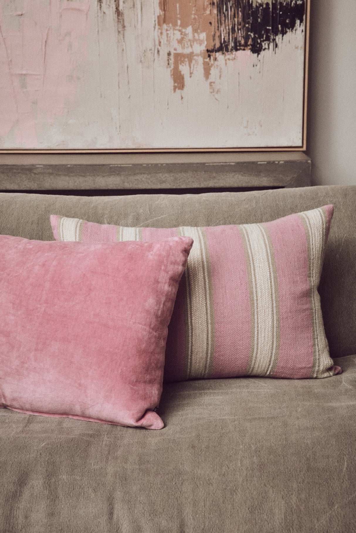 Woven striped cushion blush - Urban nest