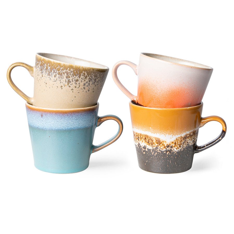 70s ceramics cappuccino mugs Meteor (set of 4) - Urban Nest