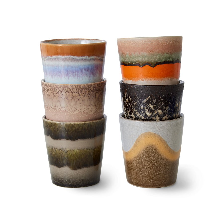 70s ceramics: coffee mugs, elements (set of 6) - Urban Nest