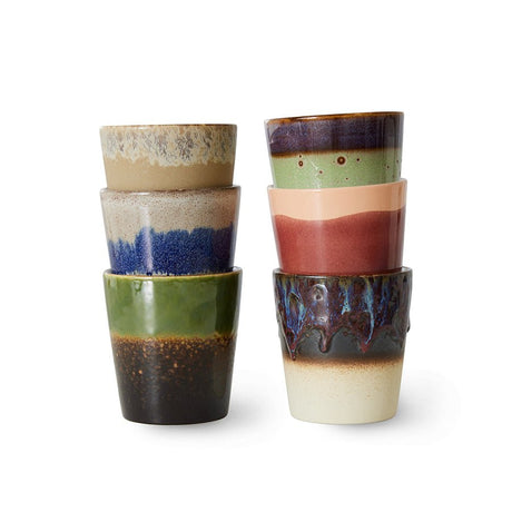 70s ceramics: coffee mugs, grounding (set of 6) - Urban Nest