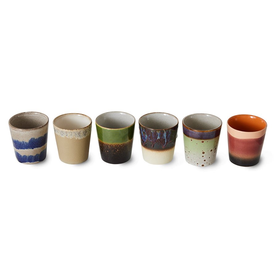 70s ceramics: coffee mugs, grounding (set of 6) - Urban Nest