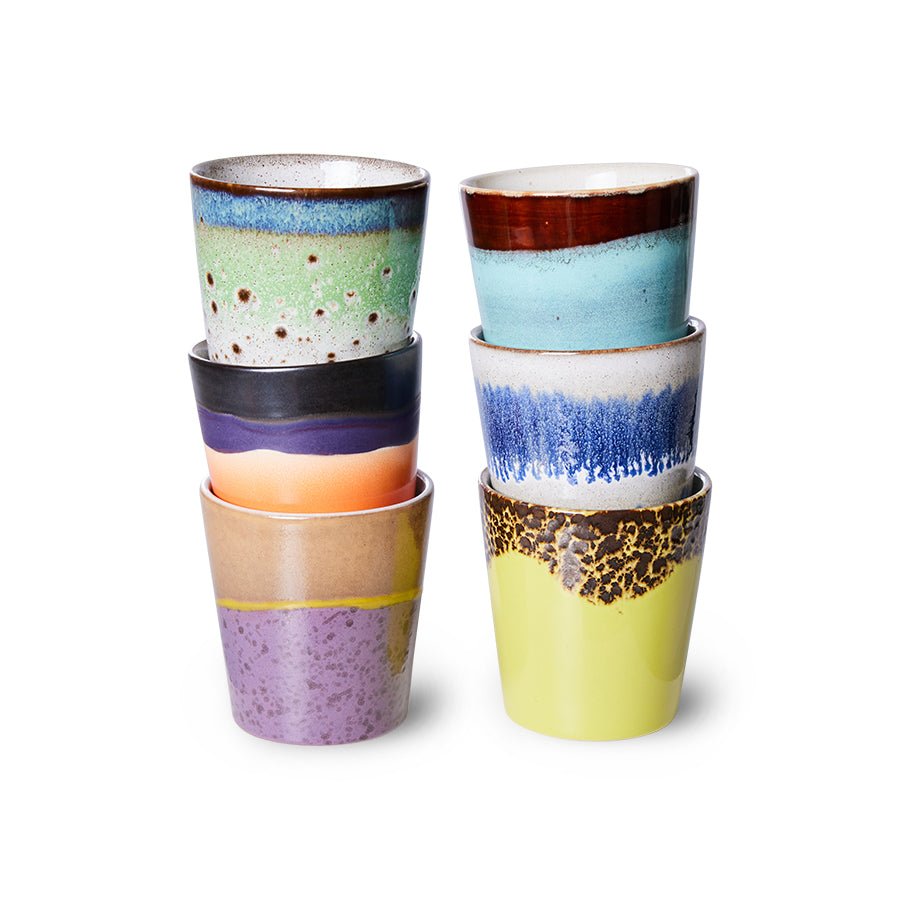 70's ceramics coffee mugs - Pluto (set of 6) - Urban Nest