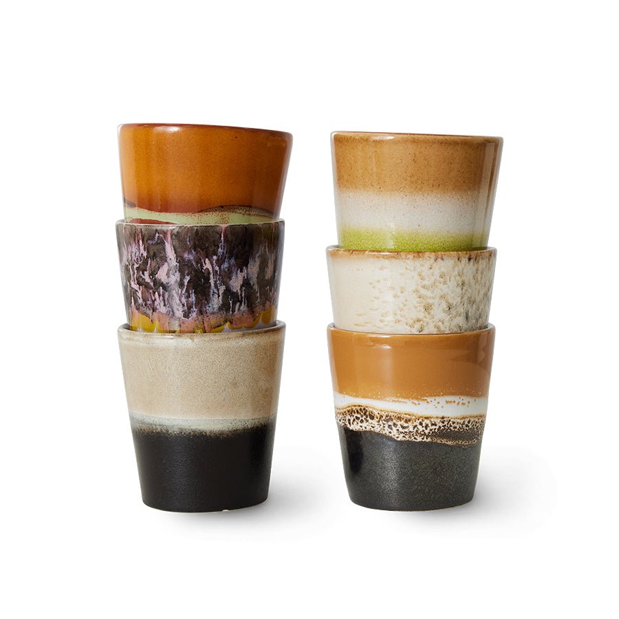 70s ceramics: coffee mugs, soil (set of 6) - Urban Nest