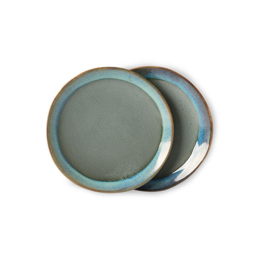 70's ceramics dessert plate: moss (set of 2) - Urban Nest