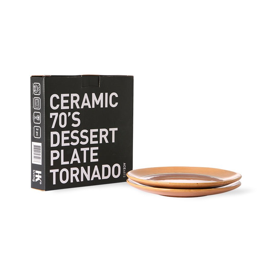 70's ceramics dessert plate: tornado (set of 2) - Urban Nest