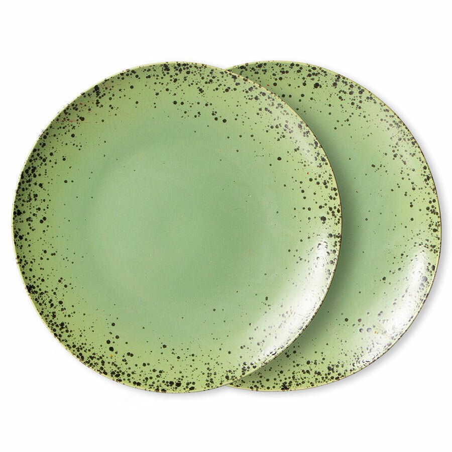 70's ceramics dinner plate: kiwi (set of 2) - Urban Nest