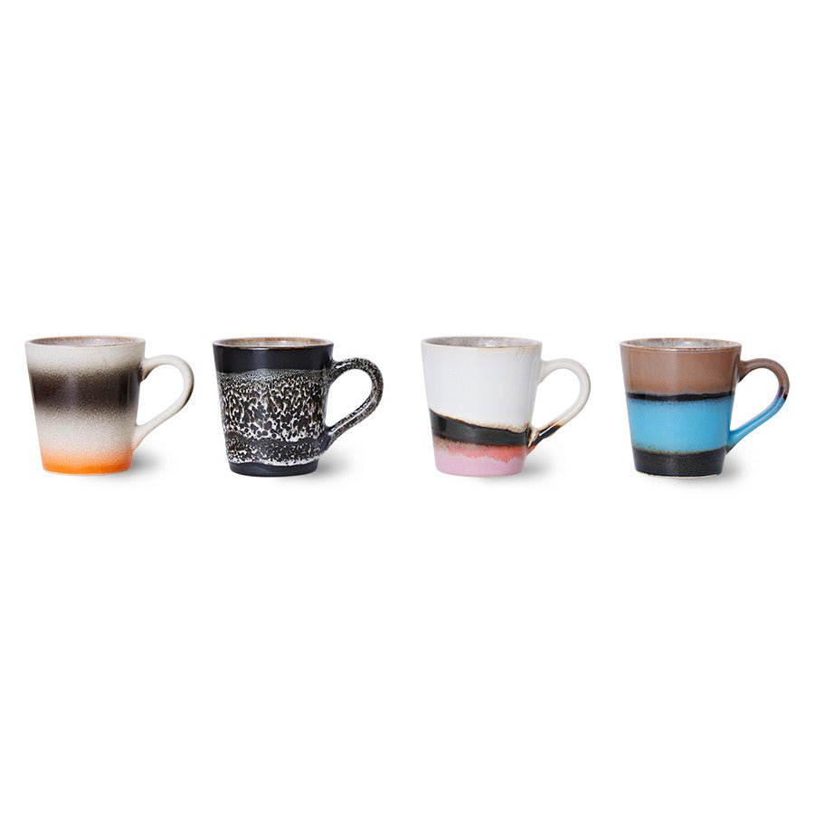 70s ceramics: espresso mugs, Funky (set of 4) - Urban Nest