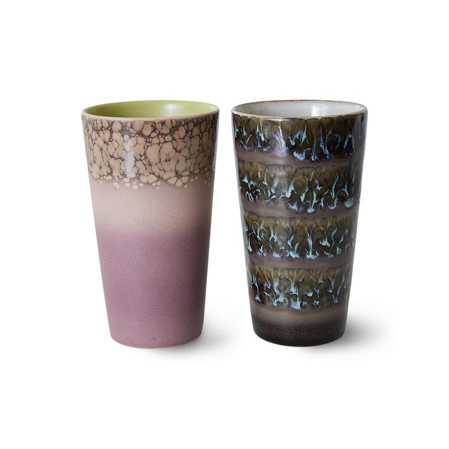 70s ceramics: latte mugs, forest (set of 2) - Urban Nest