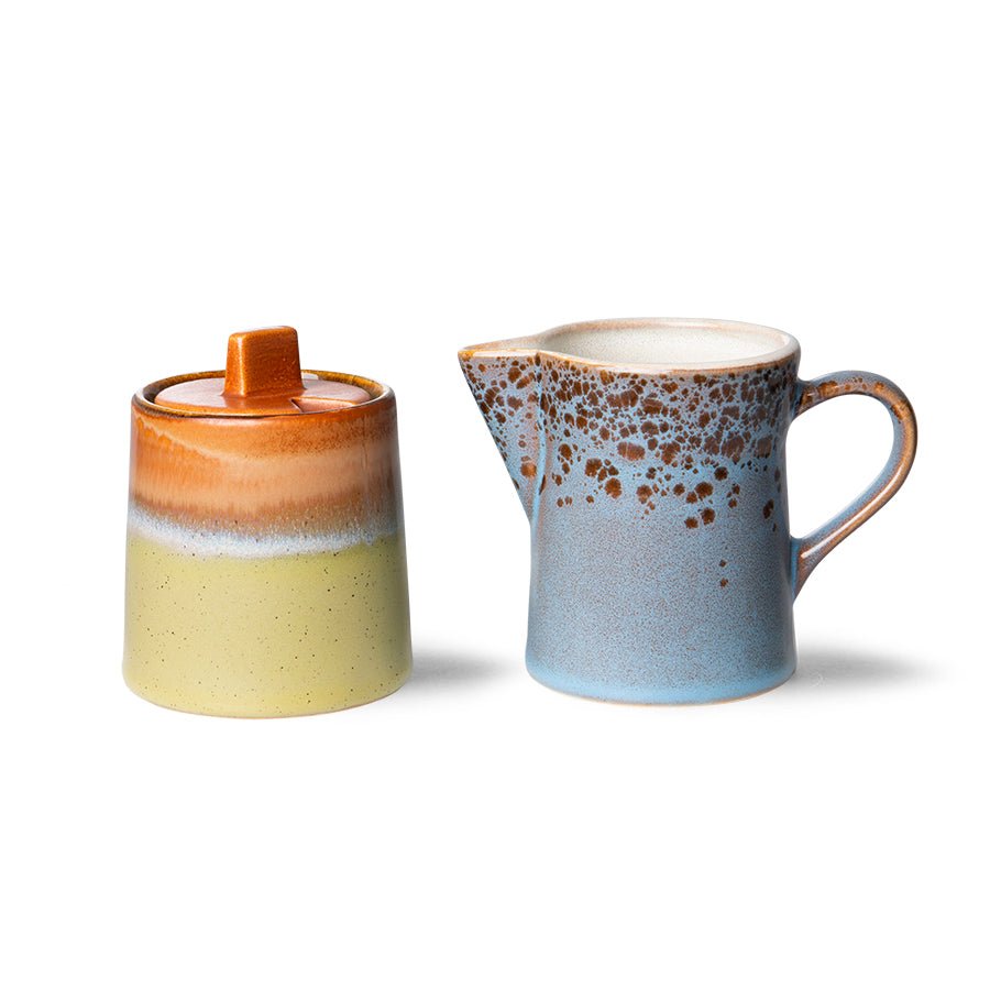 70's ceramics milk jug & sugar pot - berry / peat - Urban Nest
