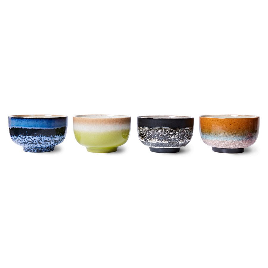 70s ceramics: noodle bowls, Groovy (set of 4) - Urban Nest