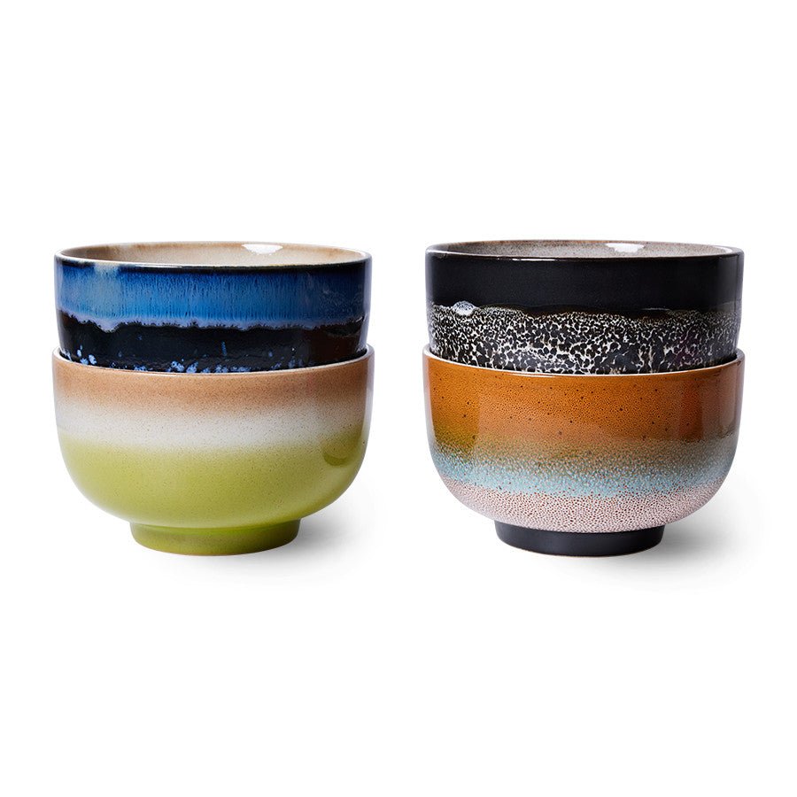 70s ceramics: noodle bowls, Groovy (set of 4) - Urban Nest