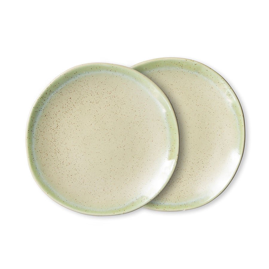 70s ceramics: side plates, pistachio (set of 2) - Urban Nest