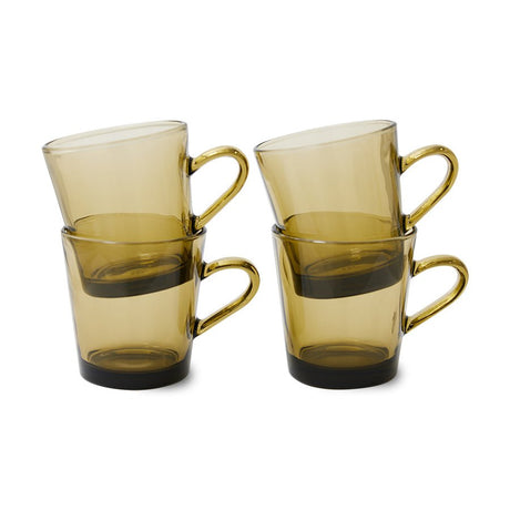 70S Glassware: coffee cups mud brown (set of 4) - Urban Nest