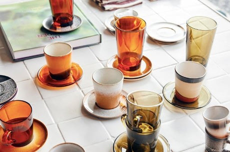 70's Glassware saucers - Amber brown (set of 4) - Urban Nest