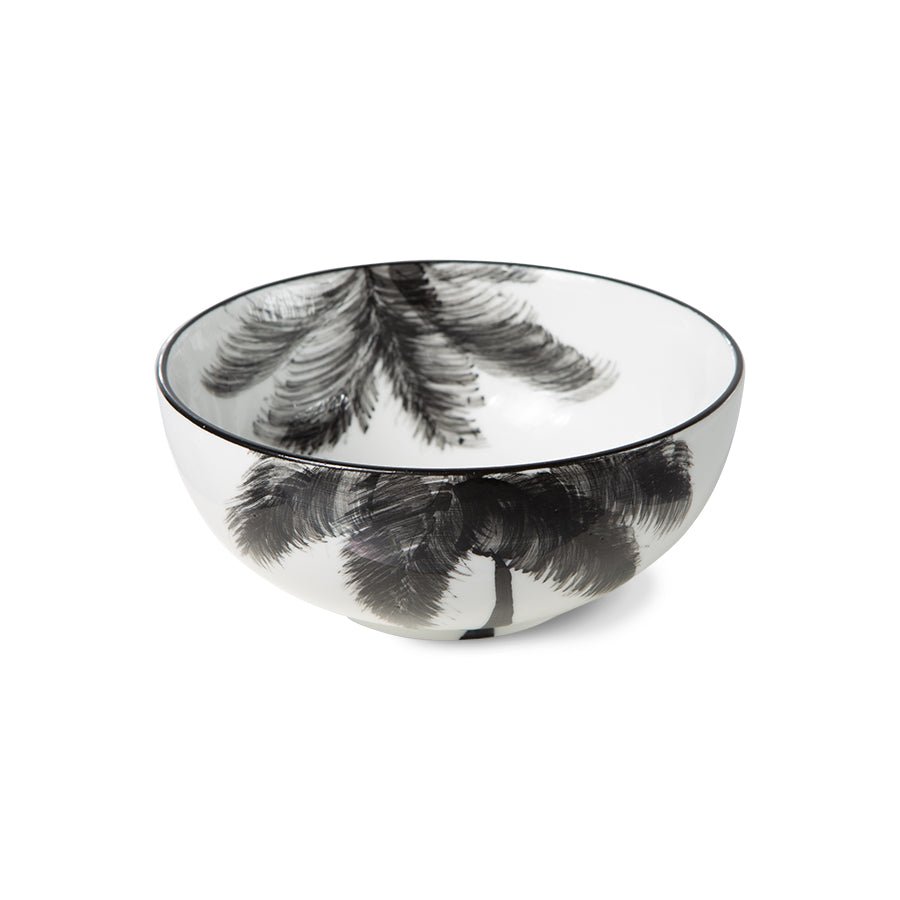 Bold & basic ceramics: porcelain bowl round - palms - Urban Nest