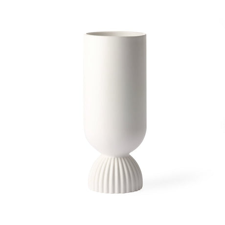Ceramic flower vase ribbed base - white - Urban Nest