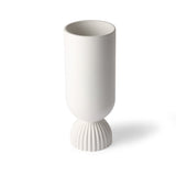 Ceramic flower vase ribbed base - white - Urban Nest