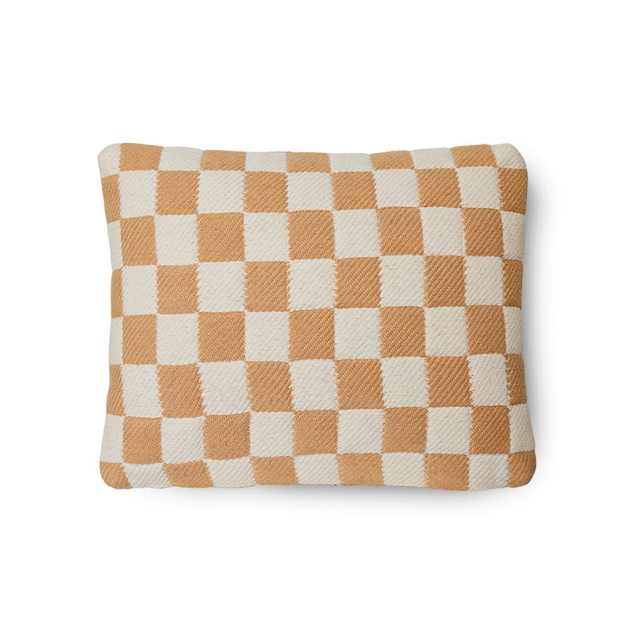 Checkered woven cushion Grapefruit - Urban Nest