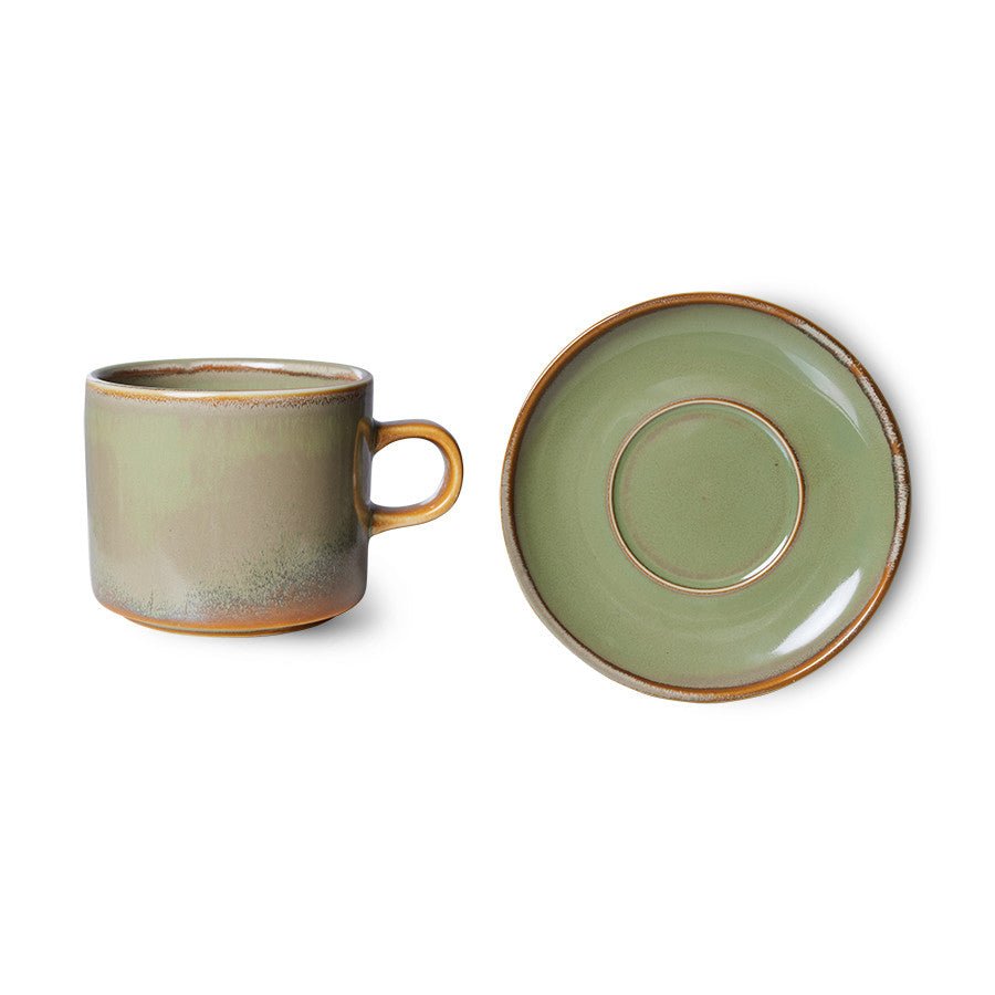 Chef ceramics: cup and saucer, moss green - Urban Nest