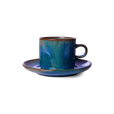 Chef ceramics: cup and saucer, rustic blue - Urban Nest