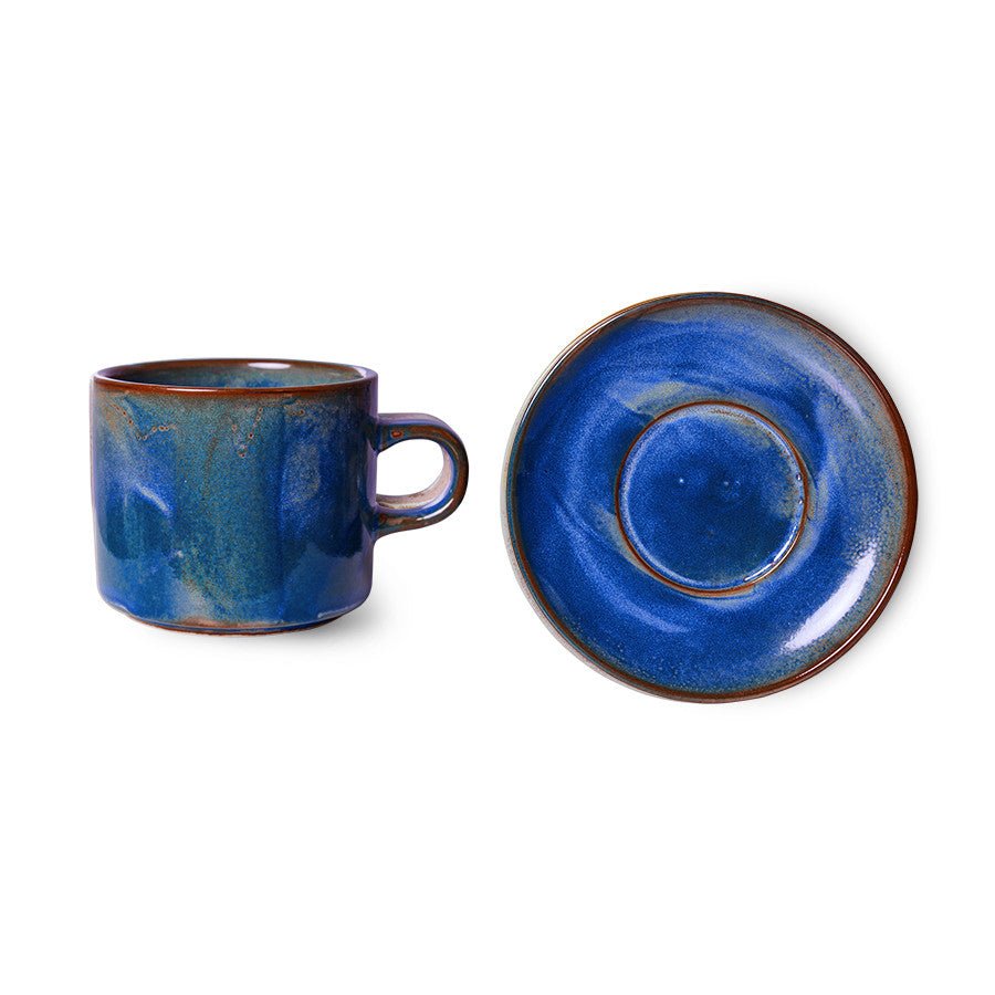 Chef ceramics: cup and saucer, rustic blue - Urban Nest