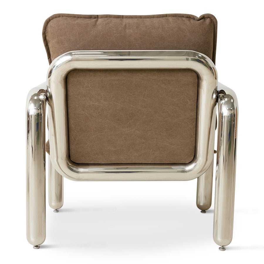 Chrome Lounge Armchair | Canvas brown - Urban Nest