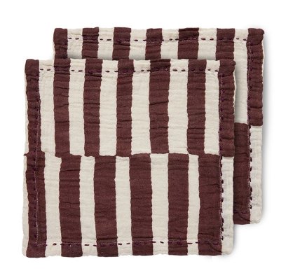 Cotton napkins - Striped burgundy (set of 2) - Urban Nest