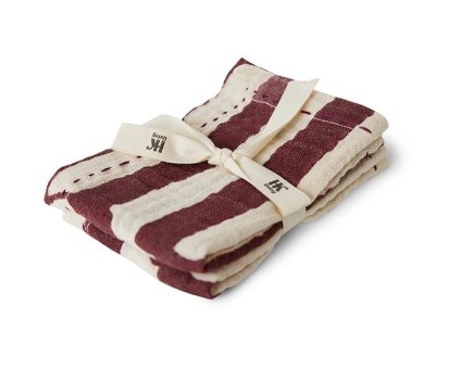 Cotton napkins - Striped burgundy (set of 2) - Urban Nest