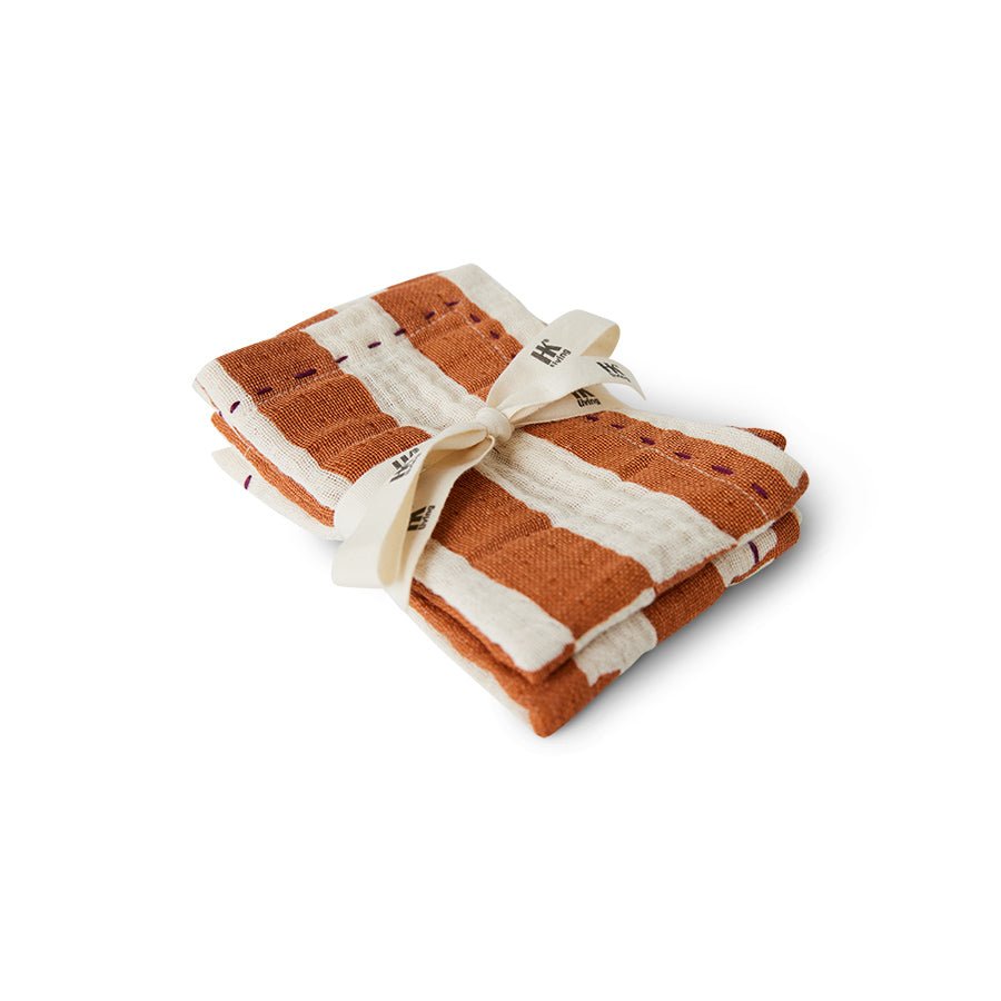 Cotton napkins striped tangerine (set of 2) - Urban Nest