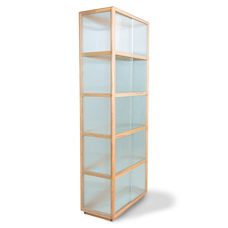 Display cabinet wood with ribbed glass - natural - Urban Nest