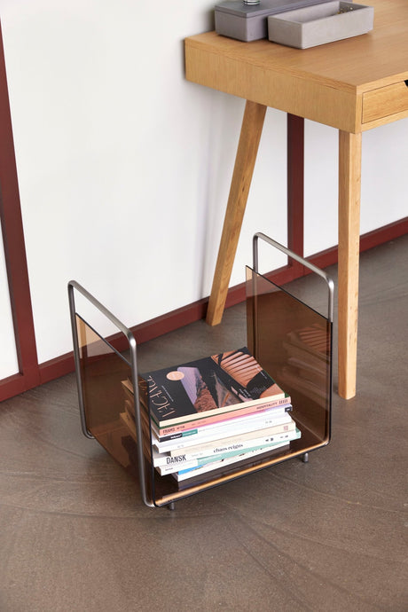 Echo Magazine Holder Brown/Nickel - Urban Nest