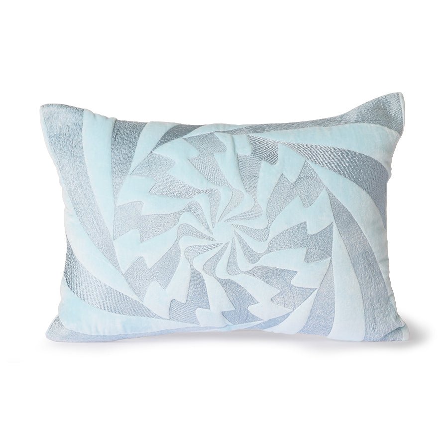 Graphic embroidered cushion - ice blue - Urban Nest