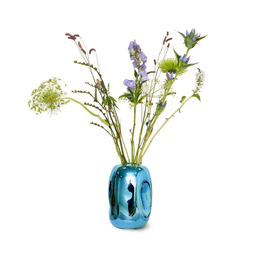 HK Objects: blue chrome glass vase - Urban Nest