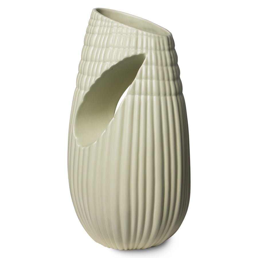 HK objects: ceramic ribbed vase - matt minty - Urban Nest
