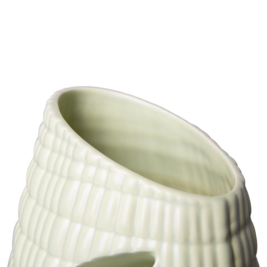 HK objects: ceramic ribbed vase - matt minty - Urban Nest
