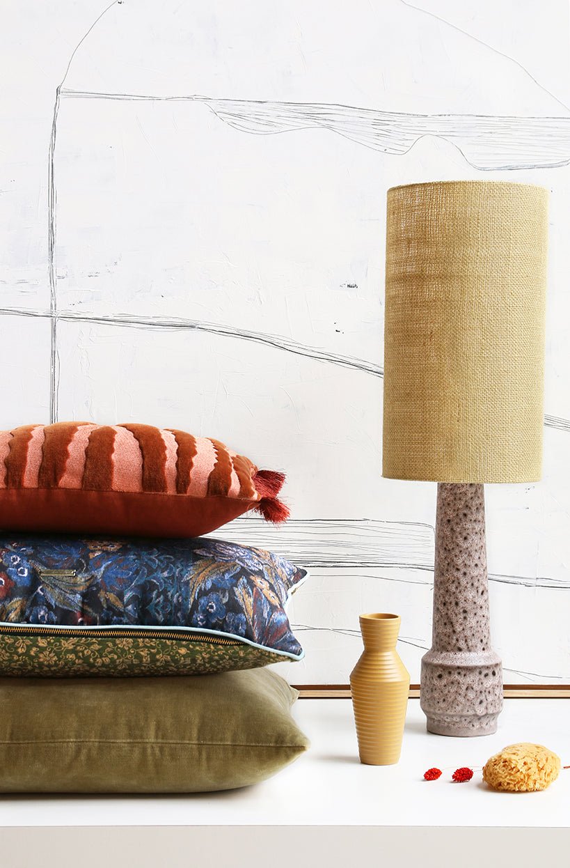 Jute cylinder lampshade - jade green - Urban Nest