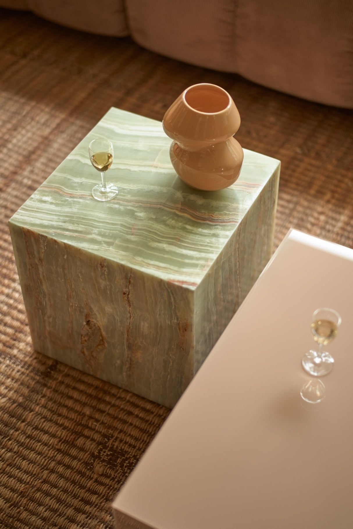 Onyx marble block table - natural - Urban Nest