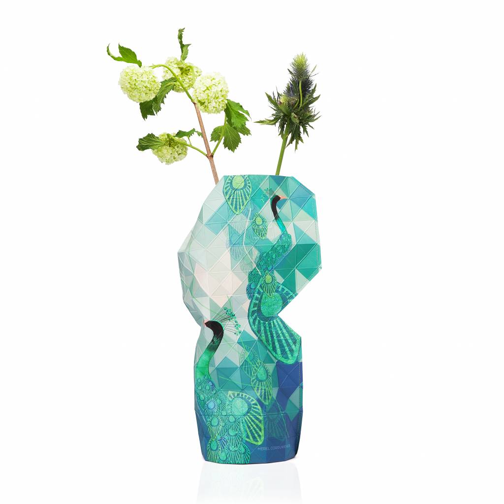 Paper vase cover - peacock - Urban Nest