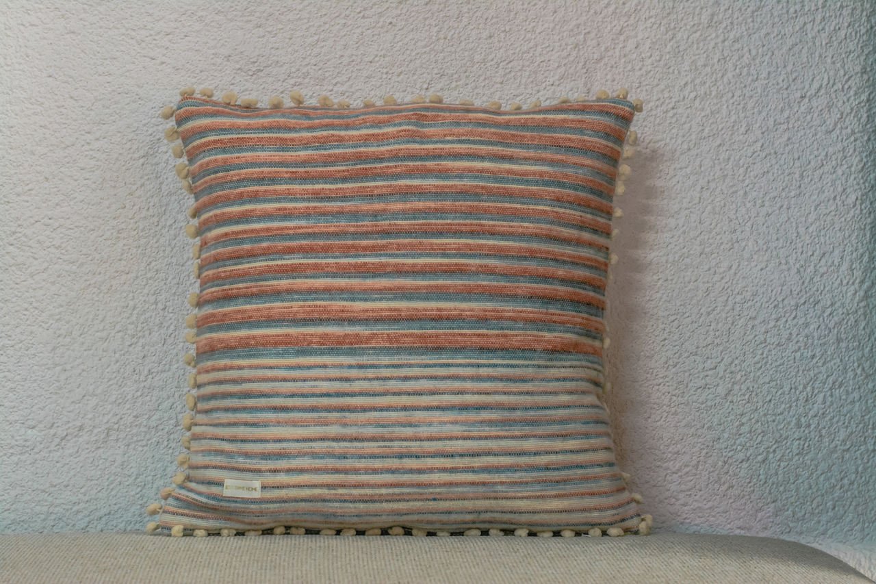 Peruvian cushion - coral | striped - Urban Nest