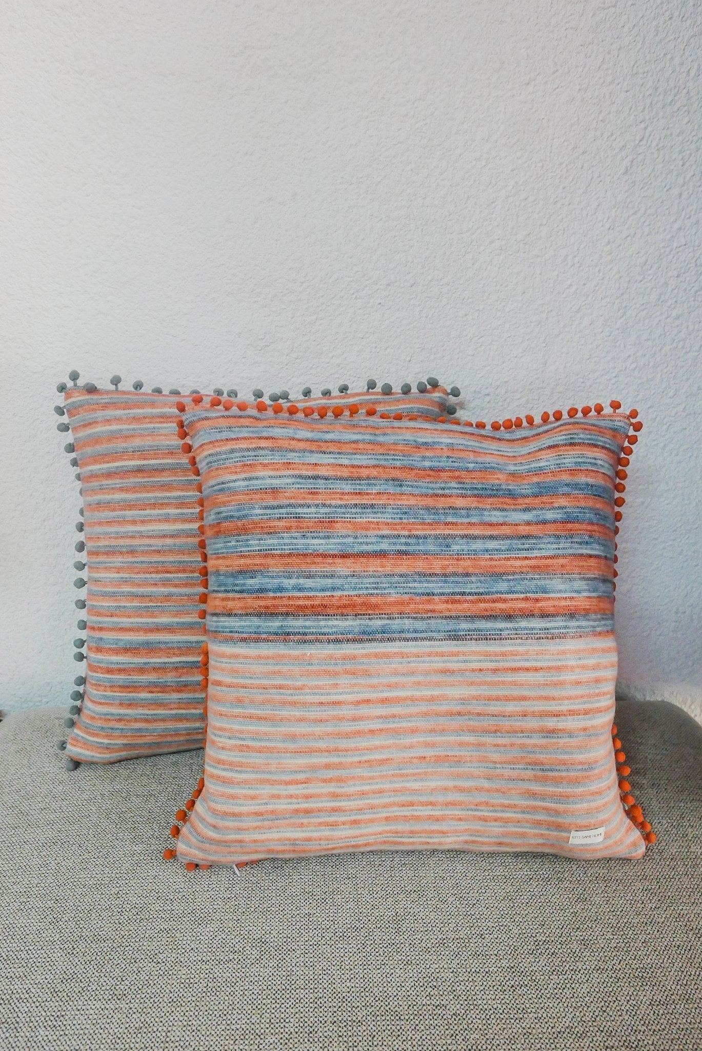 Peruvian cushion - coral | striped - Urban Nest