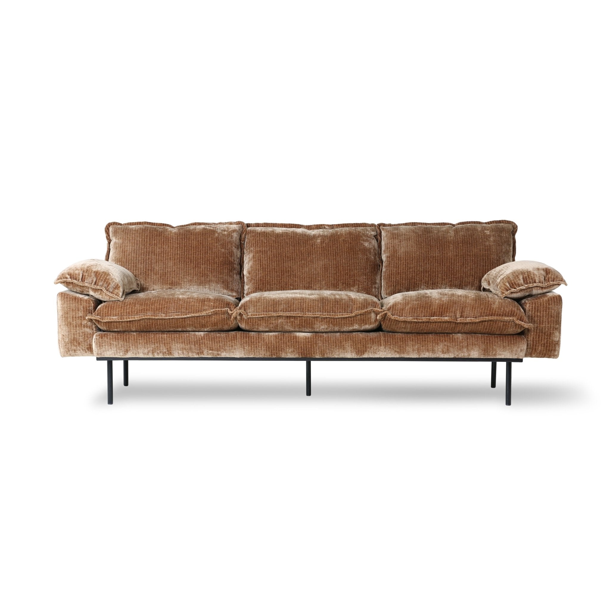 Retro sofa - 3 seater | velvet corduroy aged gold - Urban Nest