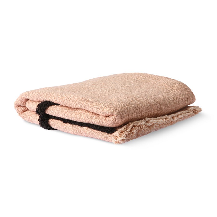 Soft woven throw nude with black tufted lines - Urban Nest