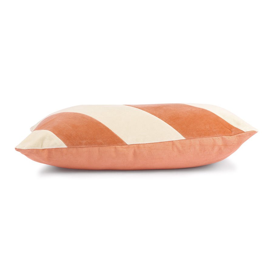 Striped Cushion Velvet Peach/Cream - Urban Nest