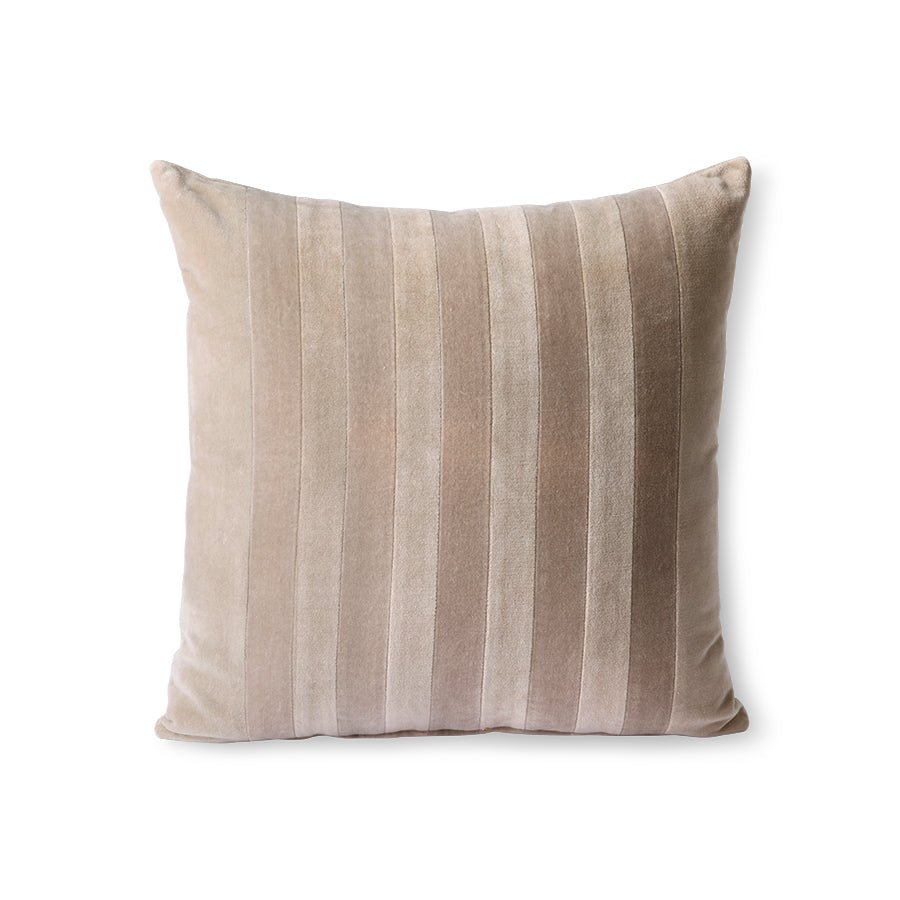 Striped velvet cushion beige/liver - Urban Nest