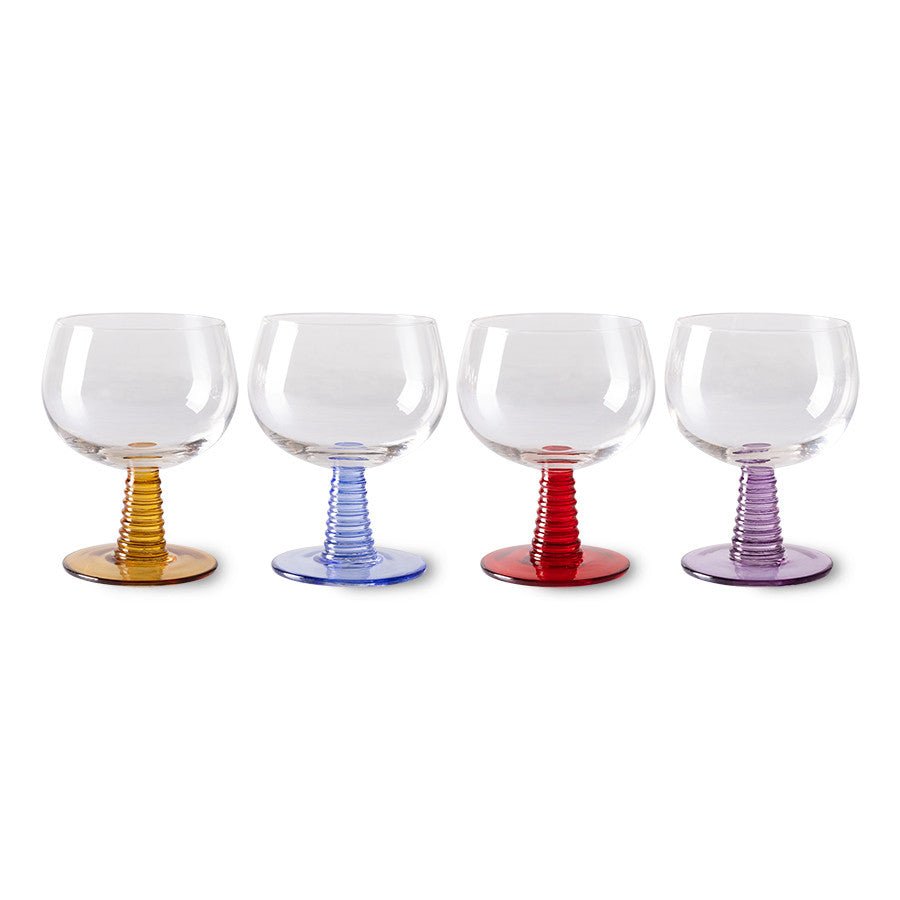 Swirl wine glass low, mixed colours (set of 4) - Urban Nest