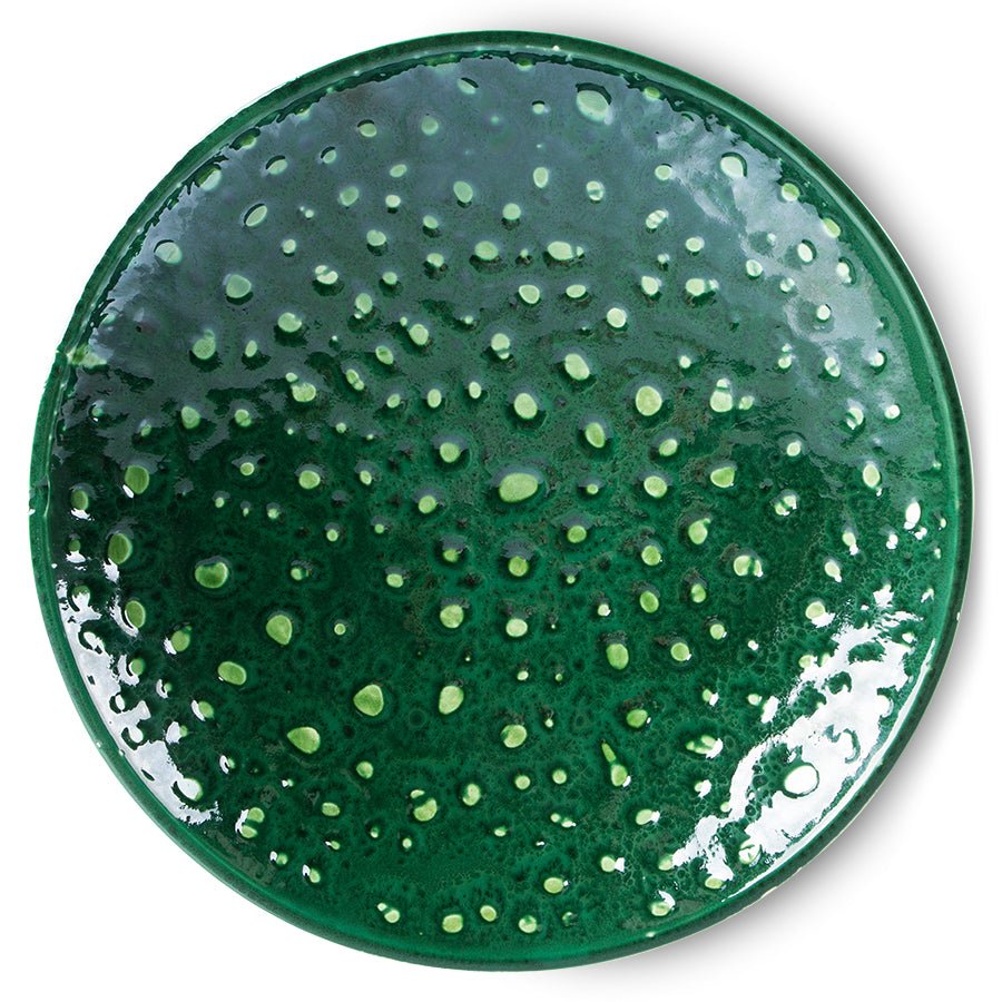 The Emeralds: ceramic bowl on base - dripping green - Urban Nest