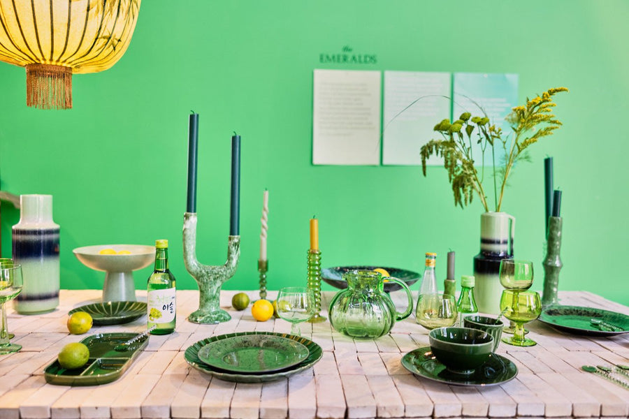 The Emeralds: ceramic candle holder M - Fern green - Urban Nest